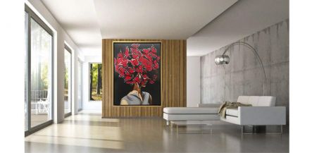 Cuadro Óleo Ideas Lienzo Rojo 160 X 128cm