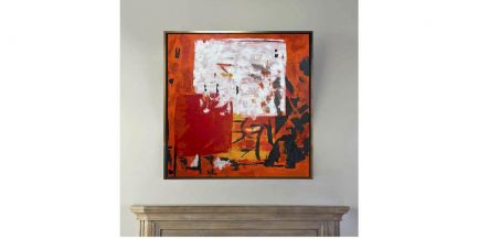 Cuadro Técnica Mixta Intensidad Lienzo Rojo 98 X 98cm