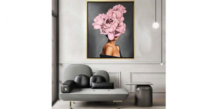Cuadro Óleo Mujer Lienzo Rosa 118 X 98cm