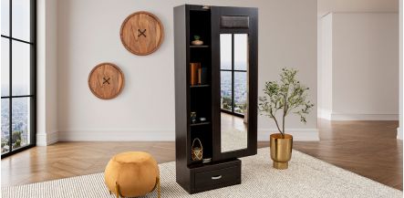 Espejo Vertical Con Cajón Egipto Café