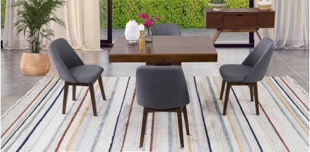 Comedor Odette PL Con Sillas Olaf Gris 5 Pzs