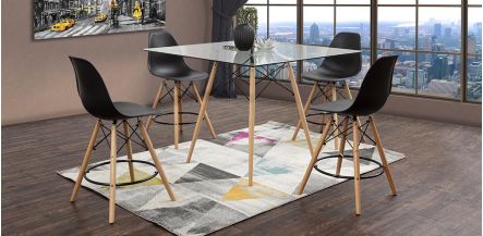 Comedor Bar Cuadrado Atlas Con Bancos Negro 5 Piezas
