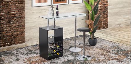 Mesa Bar Con Base De Mármol Natural Devon Negro 
