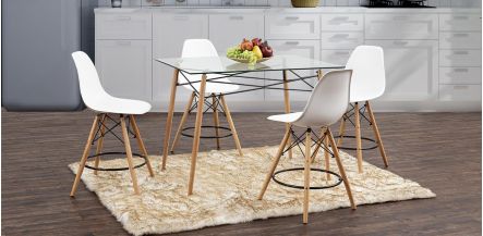 Comedor Bar Rectangular Atlas Con Bancos Blanco 5 Piezas