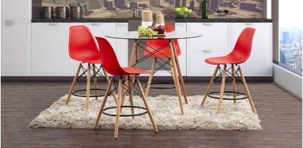 Comedor Bar Redondo Atlas Con Bancos Rojo 5 Piezas