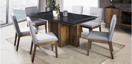 Comedor Rectangular Birmania Gris 7 Piezas