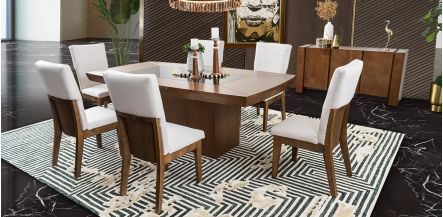 Comedor Tirreno Con Sillas Harper Beige 7 Piezas