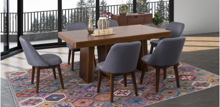 Comedor Odette PL Con Sillas Olaf Gris 7 Pzs