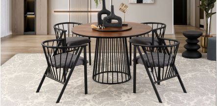 Comedor Redondo Tammy Gris 5 Piezas