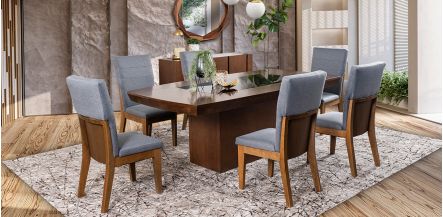 Comedor Tirreno Con Sillas Harper Gris 7 Piezas