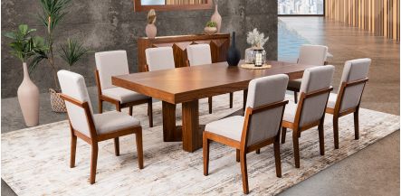 Comedor Rectangular 240 Cm Creta Arena 7 Piezas