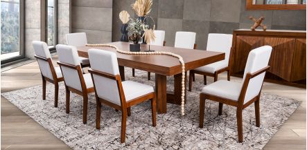 Comedor Rectangular 240 Cm Creta Blanco Winter 7 Piezas