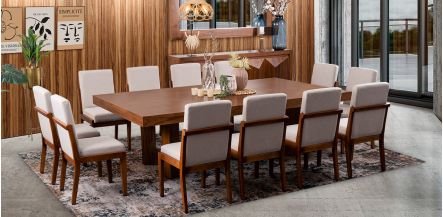 Comedor Rectangular 260 Cm Creta Arena 7 Piezas