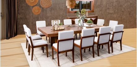 Comedor Rectangular 260 Cm Creta Blanco Winter 7 Piezas