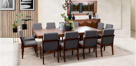 Comedor Rectangular 260 Cm Creta Gris Charcoal 7 Piezas