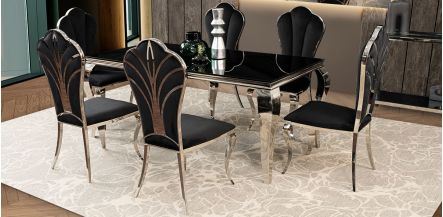 Comedor Rectangular Eliette Negro 7 Piezas