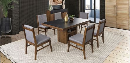 Comedor Leiden Negro 7 pzas