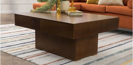 Mesa De Centro Con Cajón Andrea Nogal Chapa Okume 