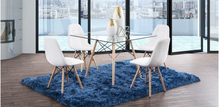 Comedor Cuadrado Atlas Con Sillas Angun Blanco 5 Piezas