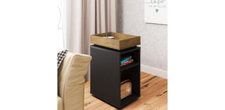 Mesa Lateral Rectangular Bertolini Olivia Negro