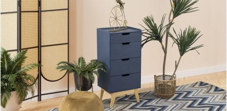 Cómoda Alta Chifonier 4 Cajones Atlas Dk Azul I