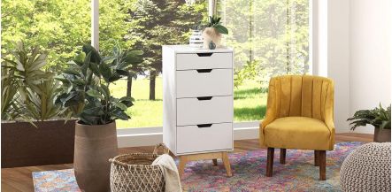 Cómoda Alta Chifonier 4 Cajones Atlas Dk Blanco I