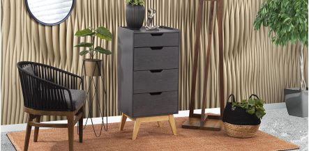 Cómoda Alta Chifonier 4 Cajones Atlas Dk Gris I
