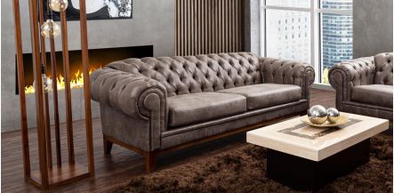 Sofá 3 Plazas Begonia Bonded Leather Gris