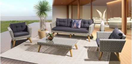 Sala de Jardin Vita Gris Oscuro Rattan