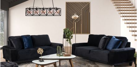 Sala Corcega Negro 2 Piezas