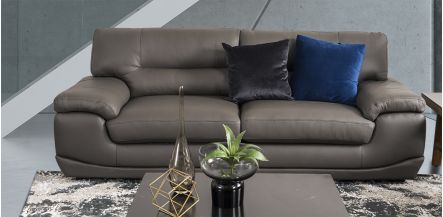 Sofá 3 Plazas Piel Match Lazzio Gris (Boal)