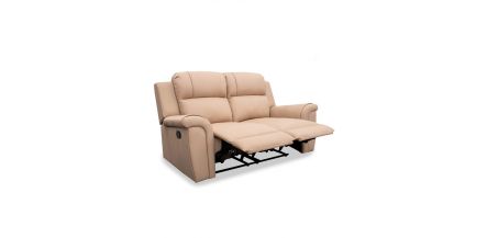 Sofá 2 Plazas Con Reclinable de Piel Helena  Beige