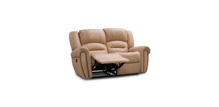 Sofá 2 Plazas Reclinable de Piel Magnus Beige