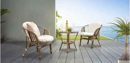 Juego De Jardín Rattan Bahama Terrace Set 3 Piezas