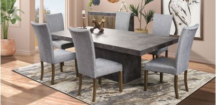 Comedor Rectangular Stone 240 Cm Con Sillas Mix Crudo Jaspe