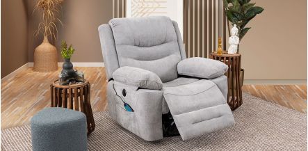 Sillón Reclinable Eléctrico Con Sistema de Masaje y Mecedora Perth Gris Claro