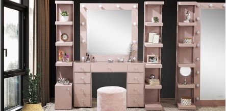 Cómoda Con Espejo 120 Cm Sweet Vanity Rosa