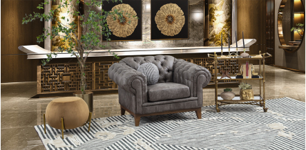 Sillón Bonded Leather Begonia Gris