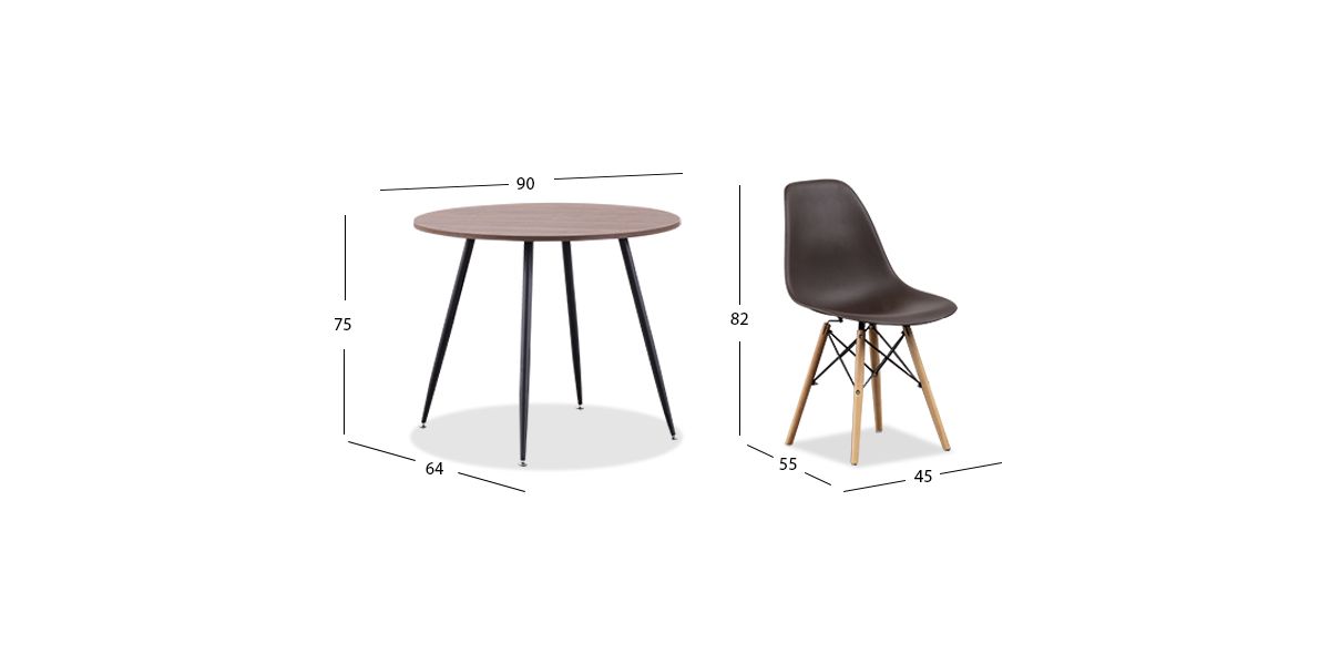 Comedor Marla Redondo Con Sillas Atlas PL Café 5 Pzs