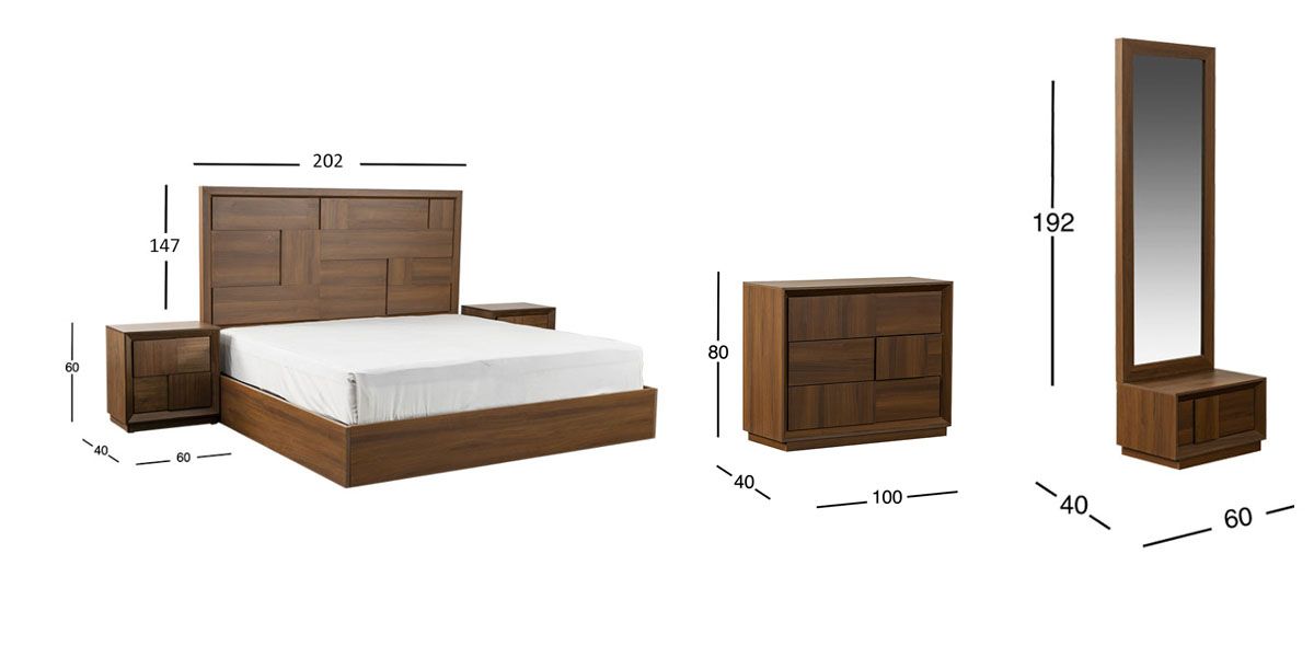 Recámara King Size Atenas Café Parota 5 Piezas