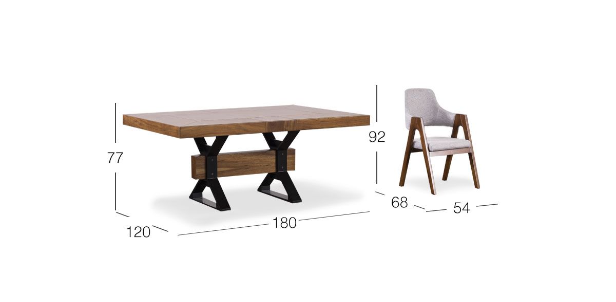 Comedor Rectangular 180 Cm Estocolmo Plata 7 Piezas