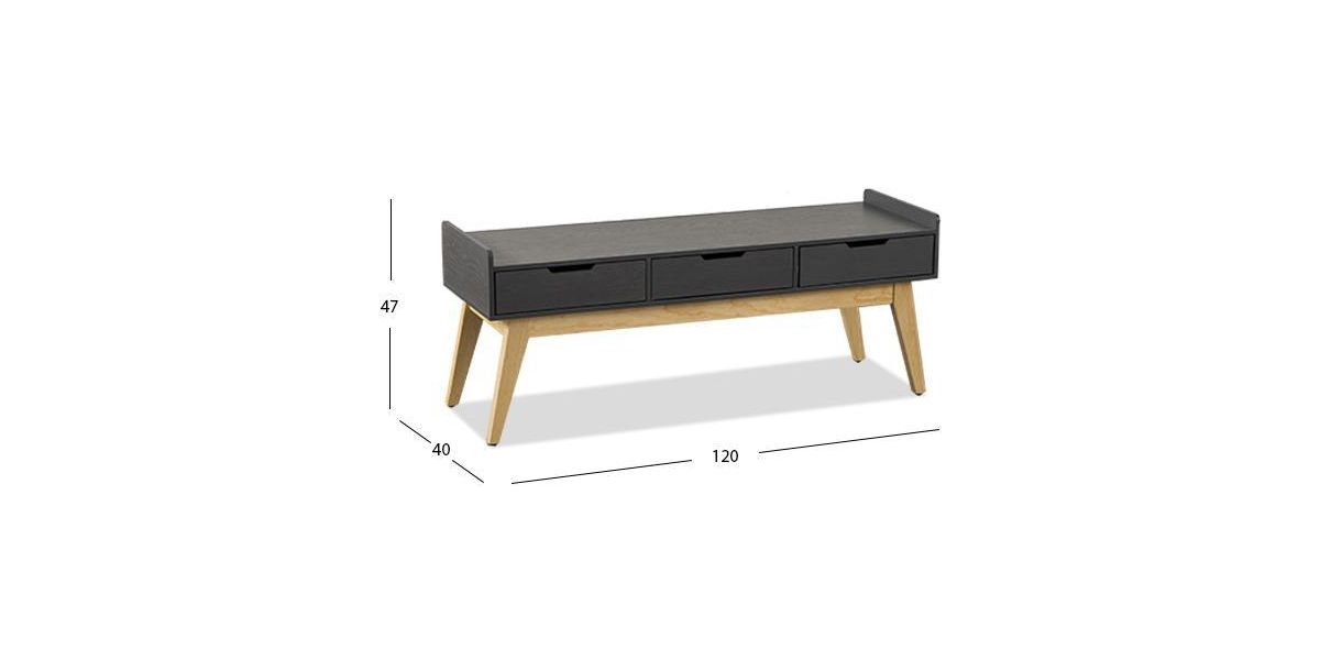 Banca 3 Cajones Atlas Dk Gris I