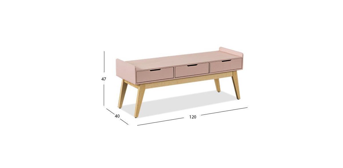 Banca 3 Cajones Atlas Dk Rosa I