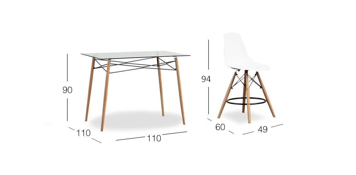 Comedor Bar Rectangular Atlas Con Bancos Blanco 5 Piezas