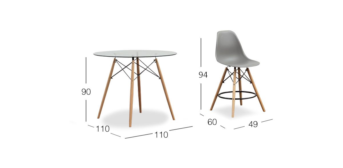 Comedor Bar Redondo Atlas Con Bancos Gris 5 Piezas