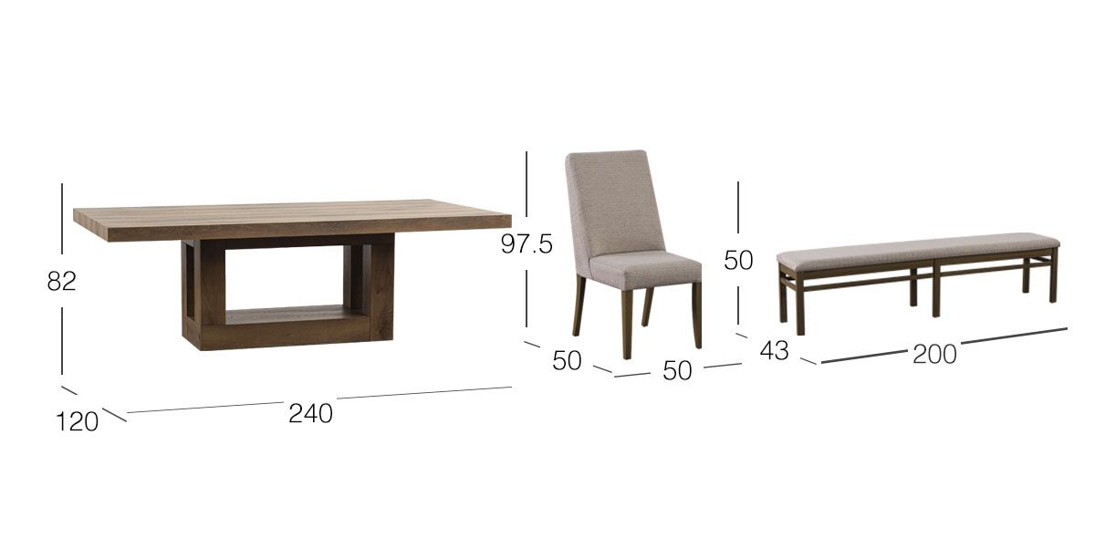 Comedor Rectangular 240 Cm Anka Con Sillas y Banca Anka Mix Café 7 Piezas