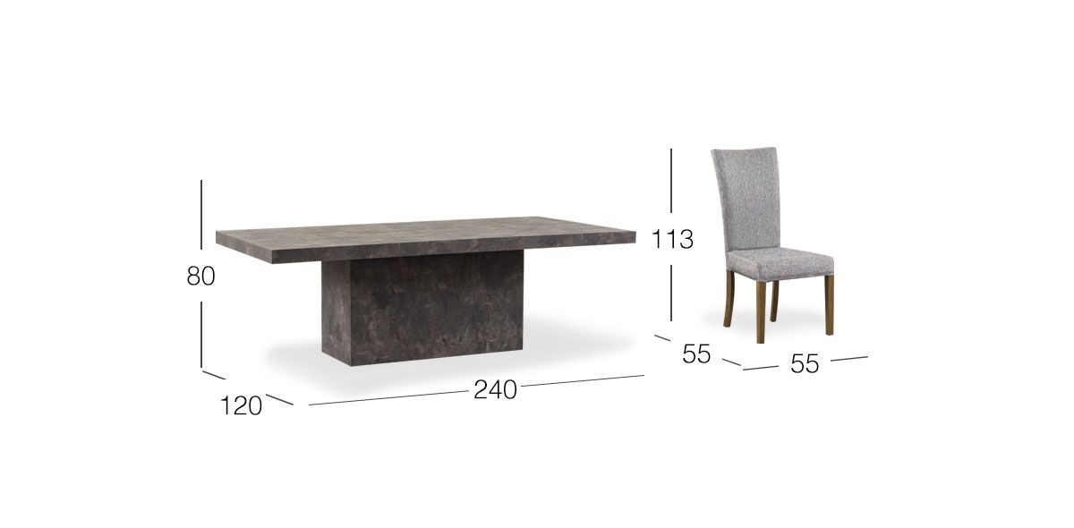 Comedor Rectangular Stone 240 Cm Con Sillas Mix Crudo Jaspe