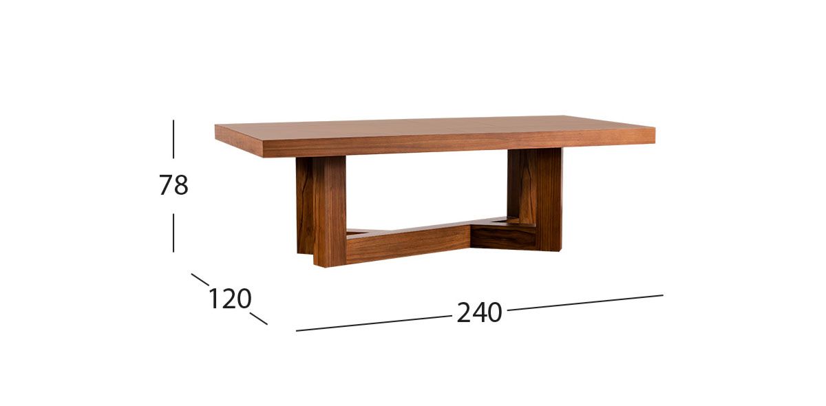 Mesa Comedor Rectangular 240 X 120 Cm Creta Café