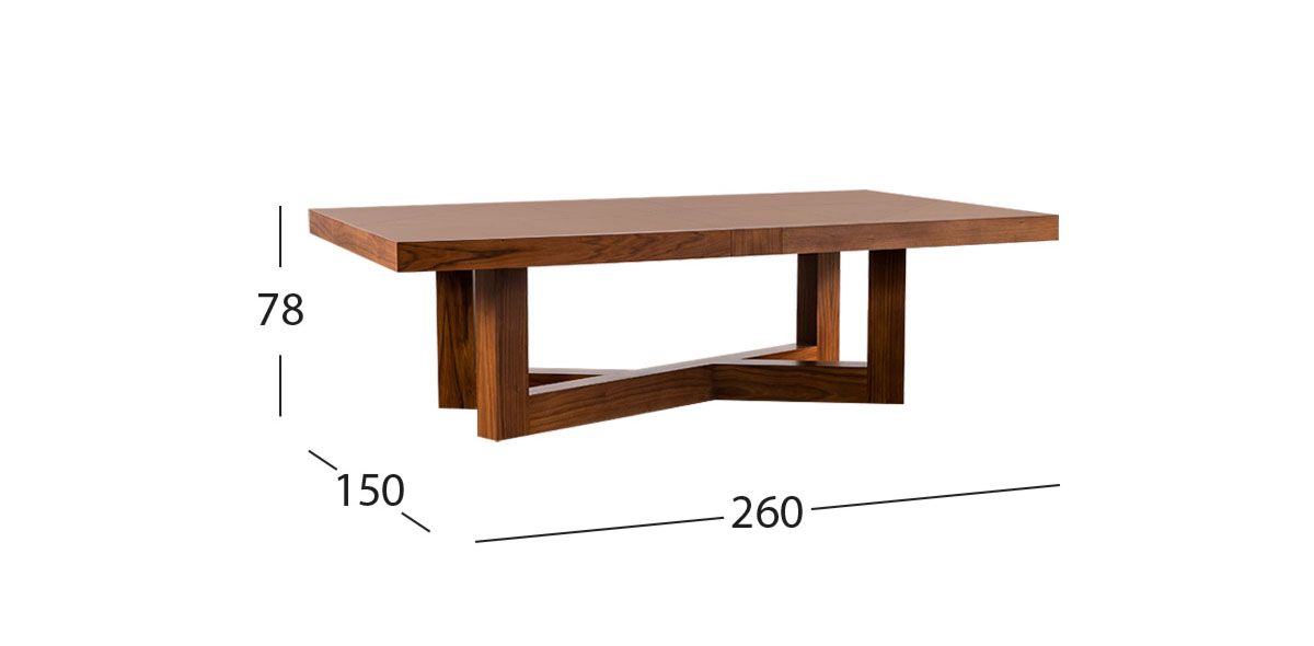 Mesa Comedor Rectangular 260 X 150 Cm Creta Café