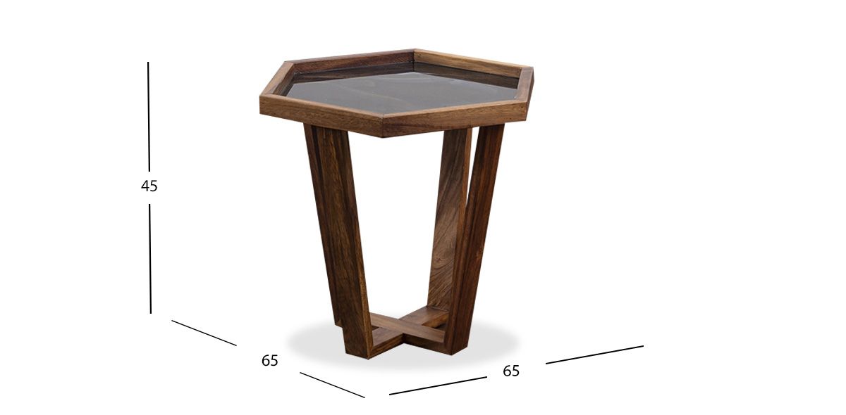 Mesa Lateral Hexagonal Cristal Chico Victory Negro